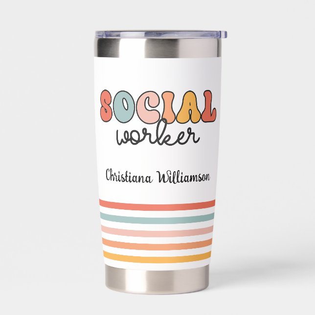 Personalized Retro Social Worker Insulated Tumbler (Left)