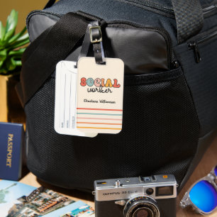 Personalized Retro Social Worker Luggage Tag