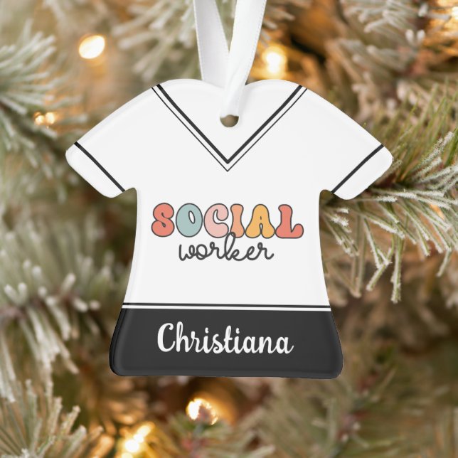 Personalized Retro Social Worker Ornament (Tree)