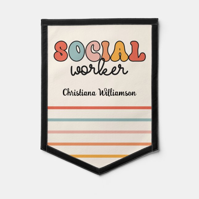 Personalized Retro Social Worker Pennant (Front)