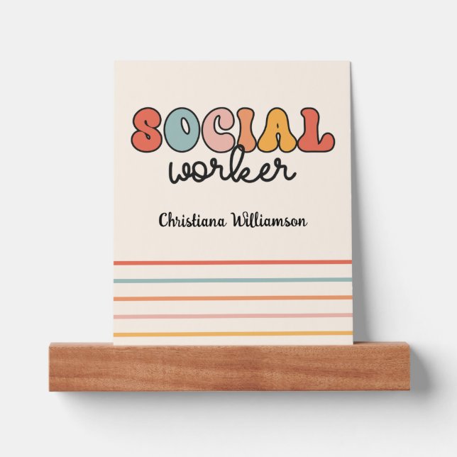 Personalized Retro Social Worker Picture Ledge (Front)