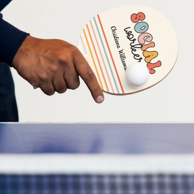 Personalized Retro Social Worker Ping Pong Paddle (Insitu)