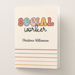 Personalized Retro Social Worker Pocket Folder
