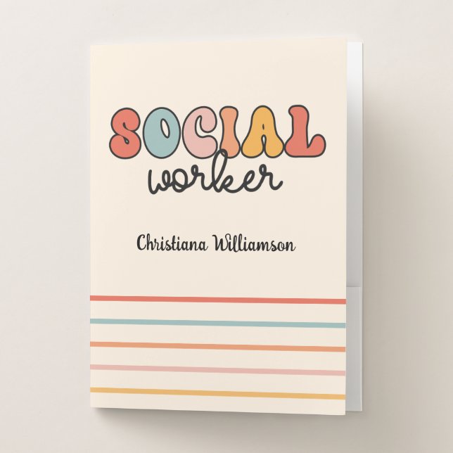Personalized Retro Social Worker Pocket Folder (Front)