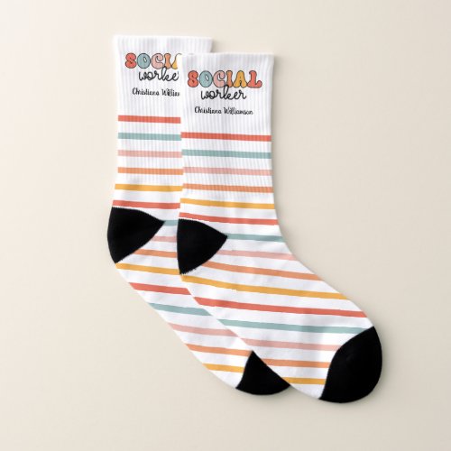 Personalized Retro Social Worker Socks