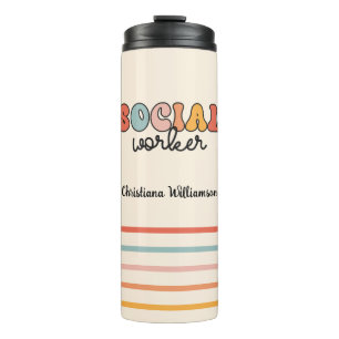 Personalized Retro Social Worker Thermal Tumbler