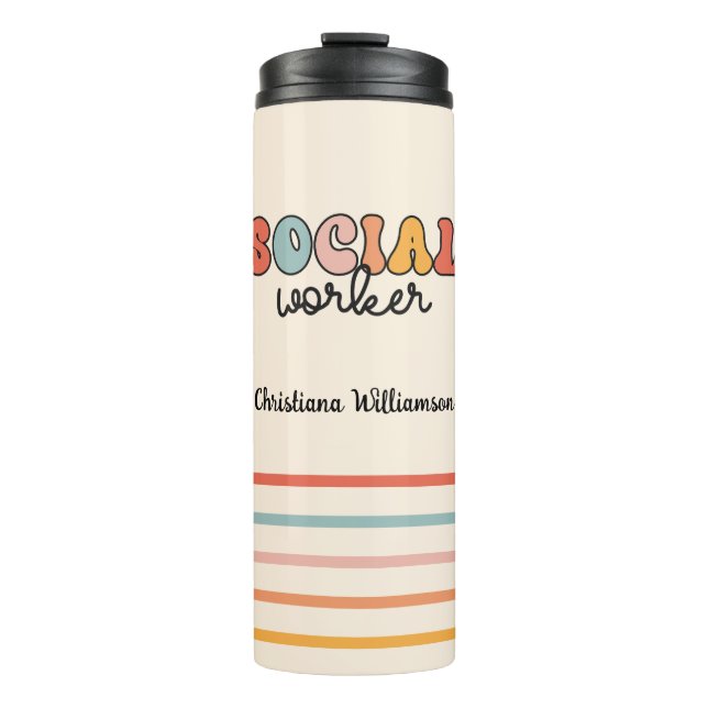 Personalized Retro Social Worker Thermal Tumbler (Front)