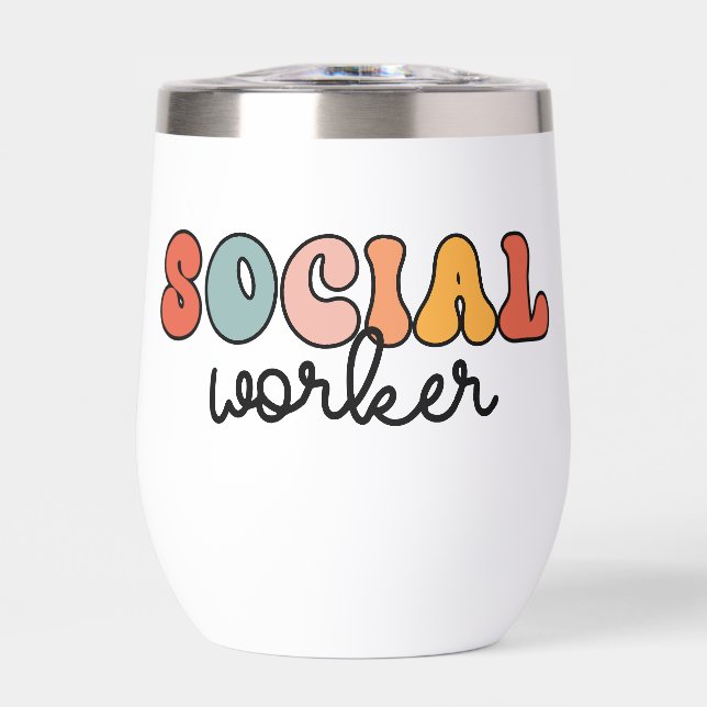 Personalized Retro Social Worker Thermal Wine Tumbler (Front)
