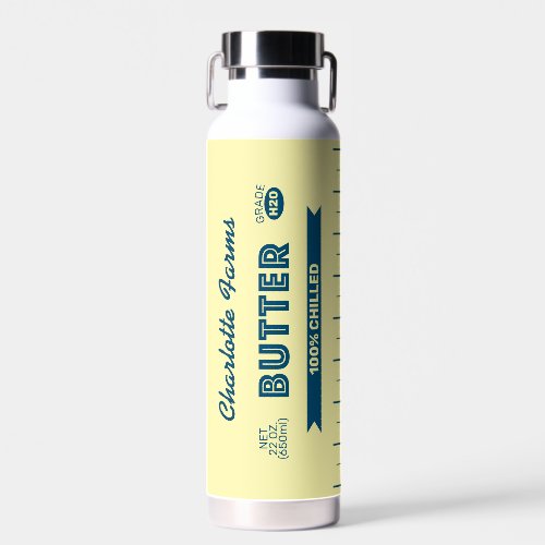 Personalized Retro Stick of Butter Yellow Water Bottle