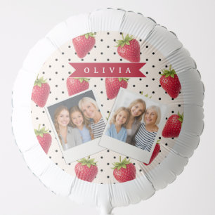 Personalized Retro Strawberry Polka Dot Vintage Balloon