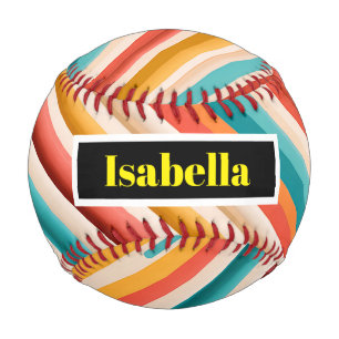 Personalized Retro Striped Baseball Colorful