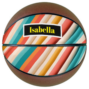 Personalized Retro Striped Basketball Colorful