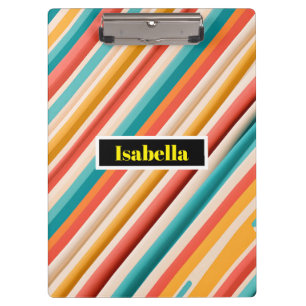 Personalized Retro Striped Clipboard Colorful