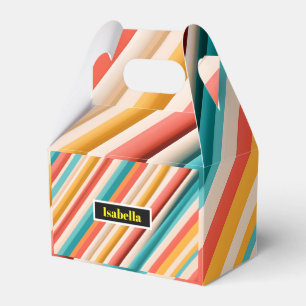 Personalized Retro Striped Favor Box Colorful
