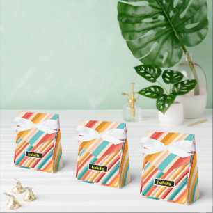Personalized Retro Striped Favor Box with Ribbon 