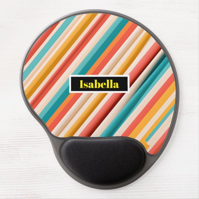 Personalized Retro Striped Gel Mouse Pad Colorful (Front)