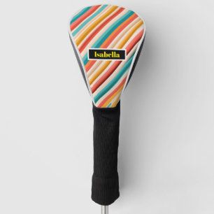 Personalized Retro Striped Golf Driver Cover