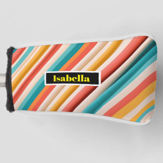 Personalized Retro Striped Golf Putter Cover
