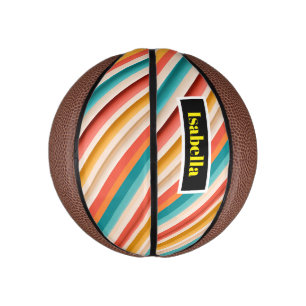 Personalized Retro Striped Mini Basketball