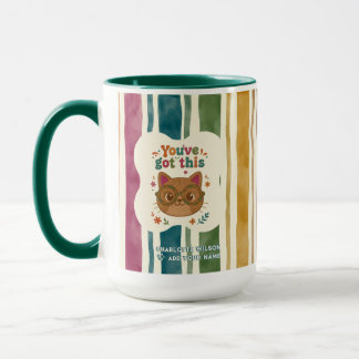 Personalized Retro Striped Orange Cat Mug