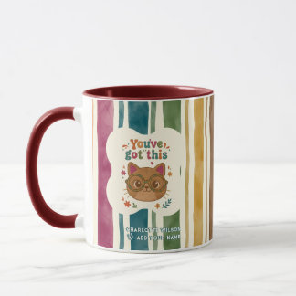 Personalized Retro Striped Orange Cat Mug
