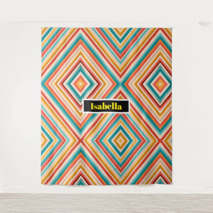 Personalized Retro Striped Tapestry Colorful