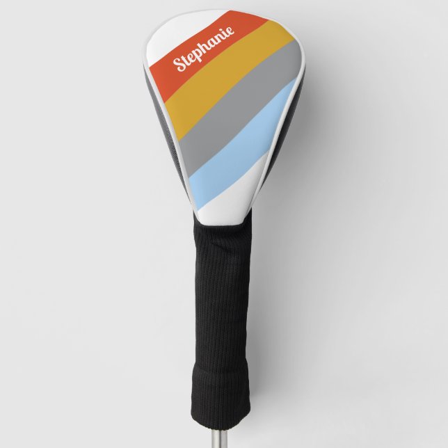 Personalized Retro Stripes Golf Driver Cover (Front)