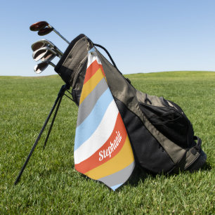 Personalized Retro Stripes Golf Towel