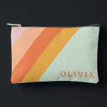 Personalized Retro Stripes Mint Peach Pastel Accessory Pouch<br><div class="desc">Personalized Retro Stripes Mint Peach Pastel Accessory Pouch</div>
