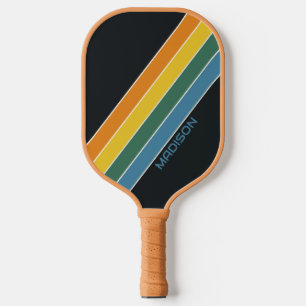Personalized Retro Stripes Pickleball Paddle