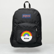 Personalized Retro Style Round Rainbow And Clouds Jansport Backpack at Zazzle