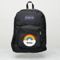 Personalized Retro Style Round Rainbow and Clouds