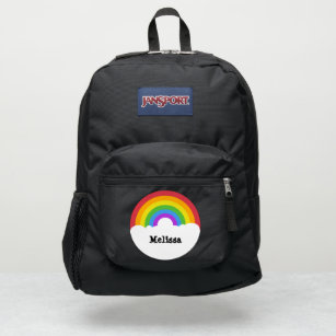 Personalized Retro Style Round Rainbow and Clouds JanSport Backpack