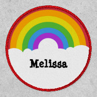 Personalized Retro Style Round Rainbow and Clouds