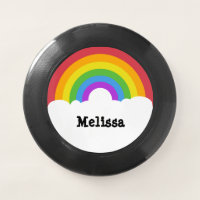 Personalized Retro Style Round Rainbow and Clouds
