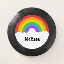 Personalized Retro Style Round Rainbow and Clouds Wham-O Frisbee