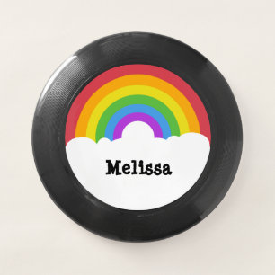 Personalized Retro Style Round Rainbow and Clouds Wham-O Frisbee