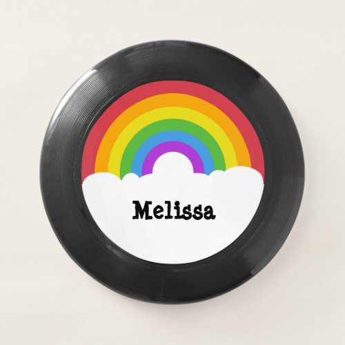 Personalized Retro Style Round Rainbow and Clouds Wham_O Frisbee