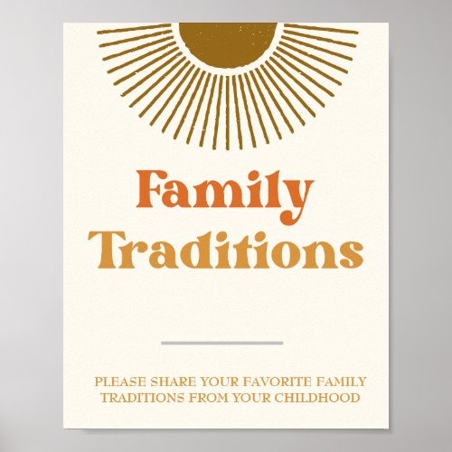 Personalized Retro Sun Family Traditions Sign 
