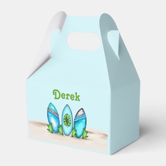 Personalized Retro Surfboards Favor Boxes (Front Side)