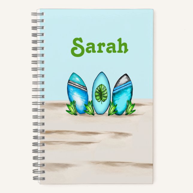 Personalized Retro Surfboards Notebook (Front)
