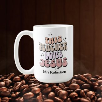Personalized retro teacher appreciation coffee mug
