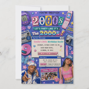 Personalized Retro Teen Y2K Birthday Photo Invitation