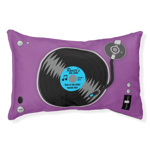 Personalized Retro Turntable Dog Bed purple