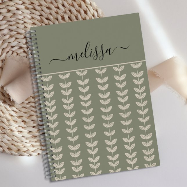 Personalized Retro Vibe Green Leaves Journal  (Creator Uploaded)