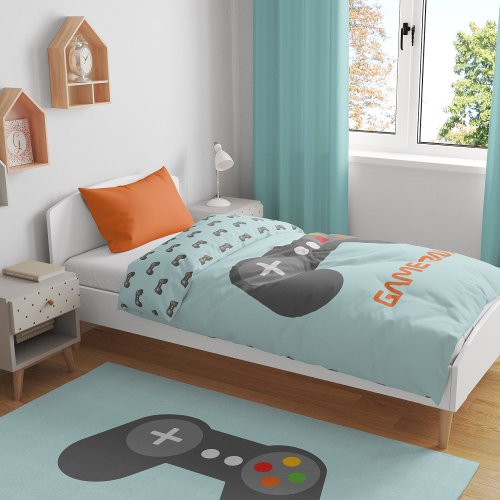 Personalized Retro Video Game Controller Gamer Duvet Cover