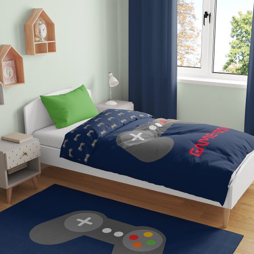 Personalized Retro Video Game Controller Gamer Duvet Cover