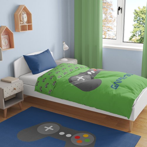 Personalized Retro Video Game Controller Gamer Duvet Cover