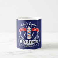 Personalized Retro Vintage Barber Stylist Blue Red