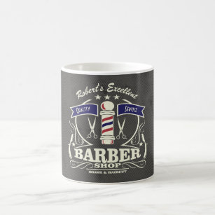 Personalized Retro Vintage Barber Stylist Gray Coffee Mug